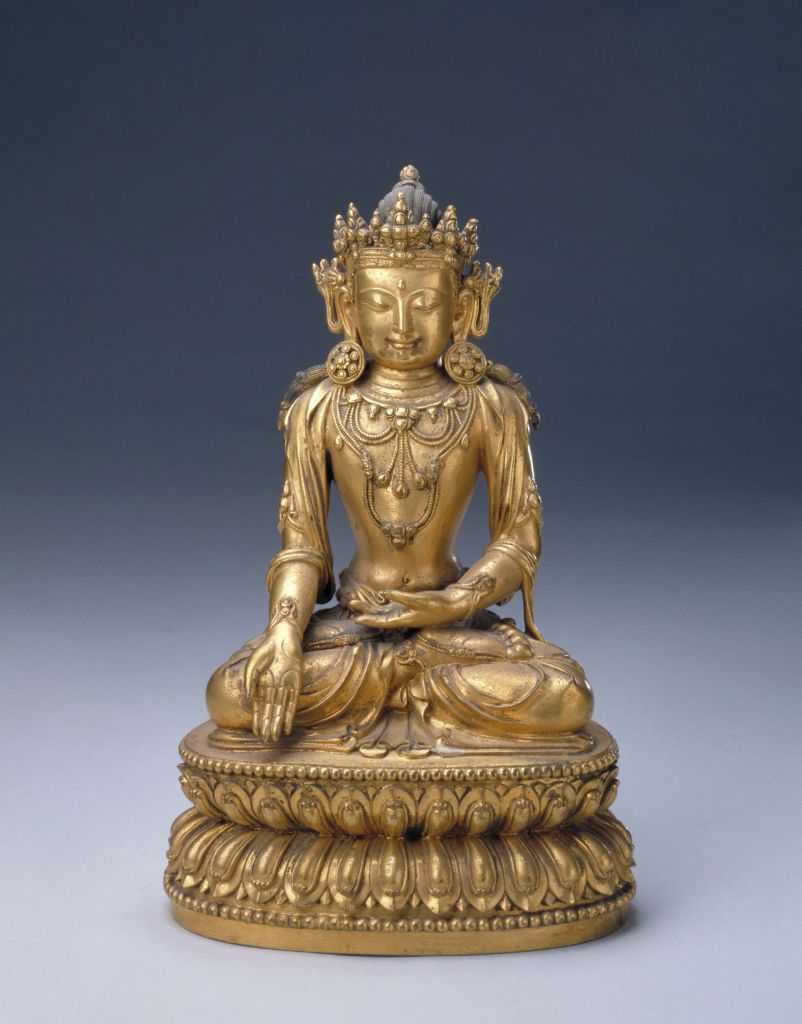 图片[1]-Bronze gilded statue of Baosheng Buddha-China Archive